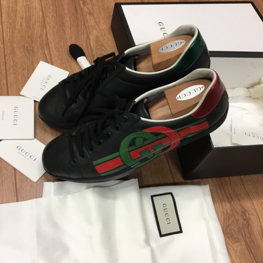 GUCCI MENS ACE G LOGO SNEAKERS SIZE 12 STYLE 576136 - Picture 7 of 10